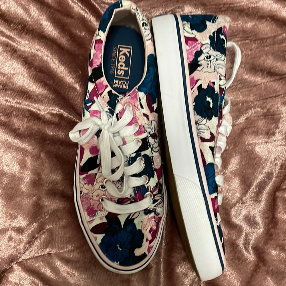 Pink and blue floral Keds- sz 8.5